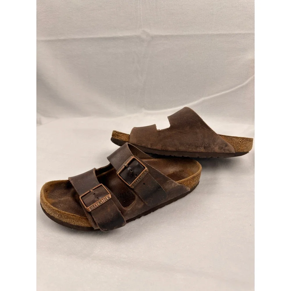 Birkenstock Arizona Tobacco Brown Oiled Leather Sandals Womens 37 L6 M4